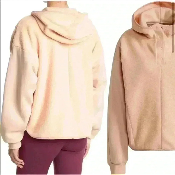 adidas Essentials Golden Logo Fleece Hoodie in Halo Blush Size 2X NWT - Picture 2 of 12